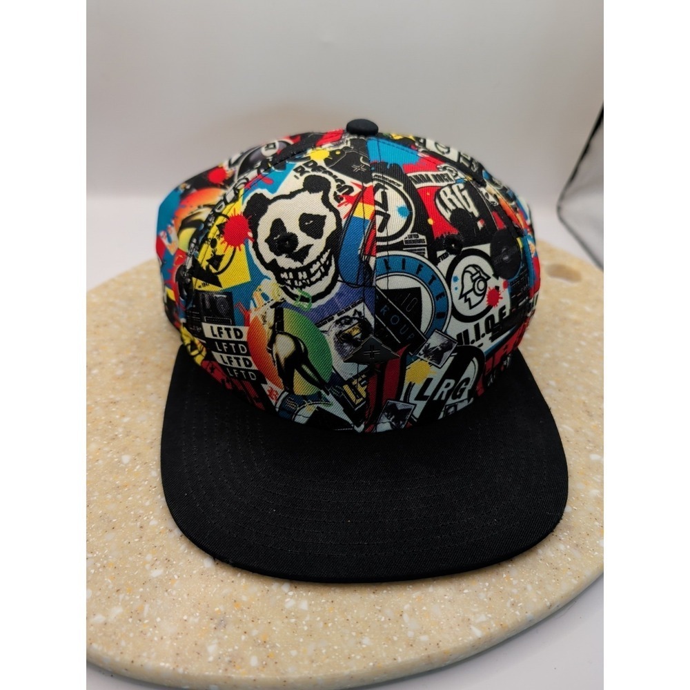 LRG True Heads Snapback Hat Multicolor Panda Rock Print Adjustable